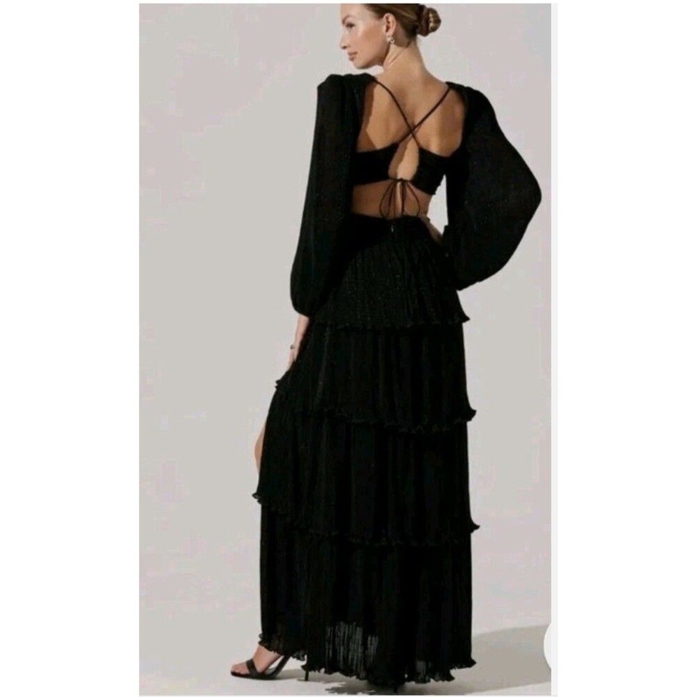 ASTR the Label Womens Anora Long-Sleeve Ruff Black Size Small - Picture 4 of 6